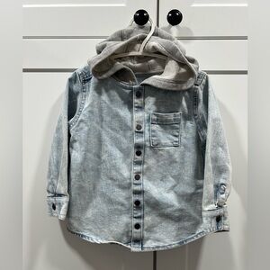 Kids Denim Jacket with Gray Hood